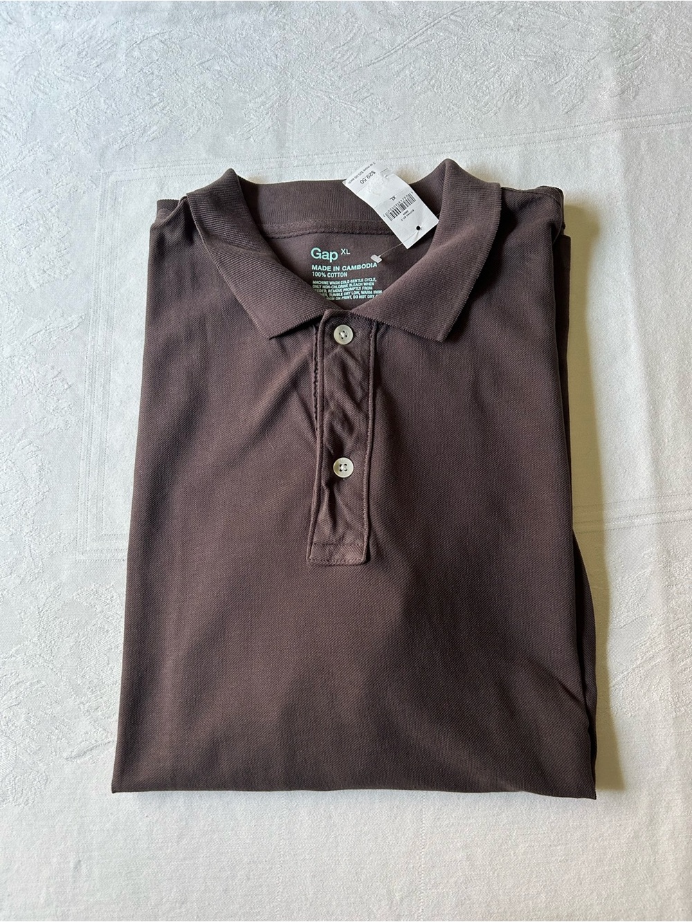 GAP Men’s Dark Brown Polo Shirt - Classic Collared Tee XL NWT